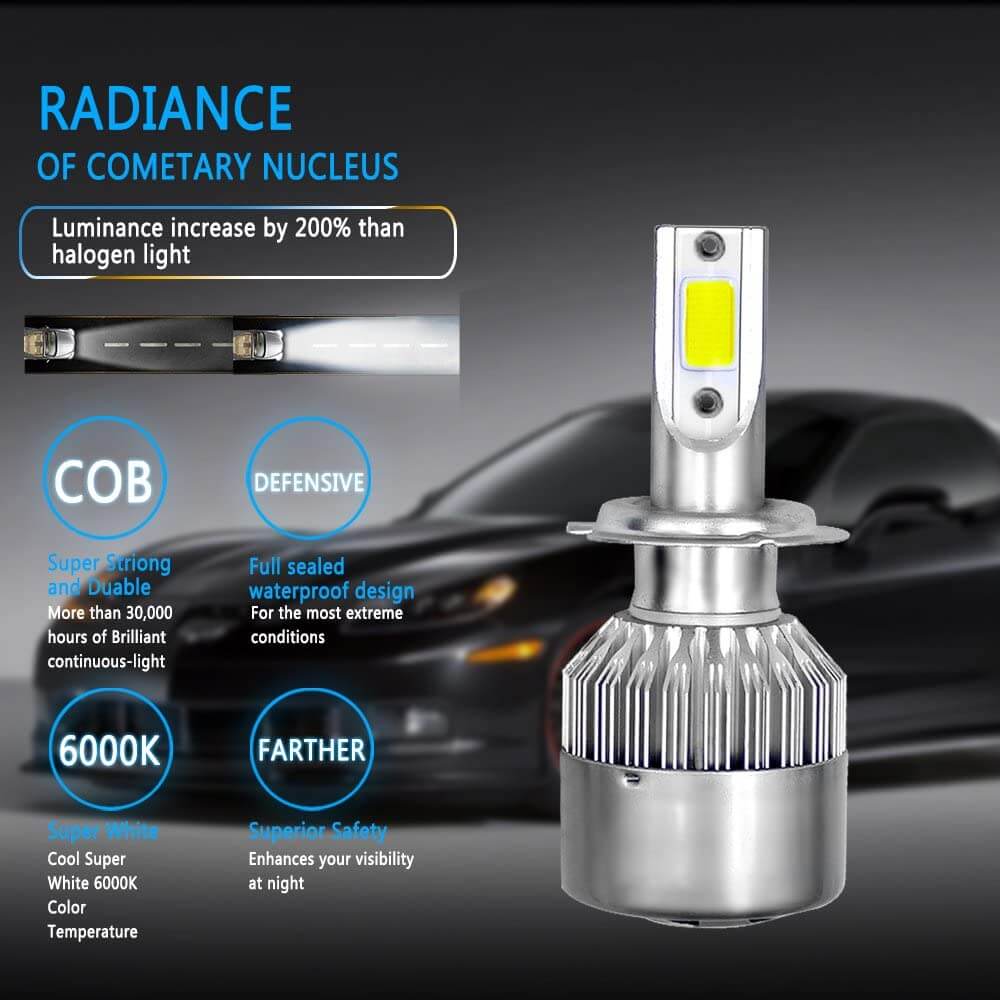 C6 LED H7 headlight bulbs COB 1