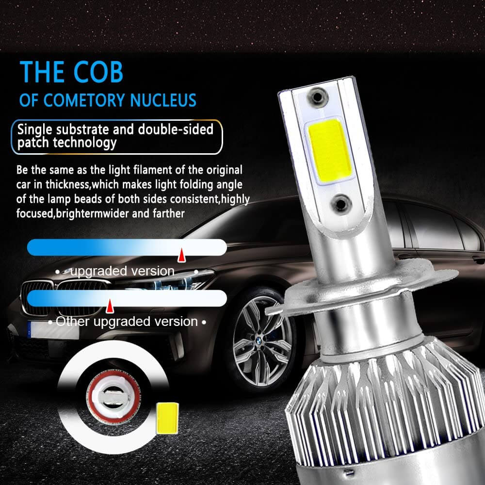 C6 LED H7 headlight bulbs COB 7